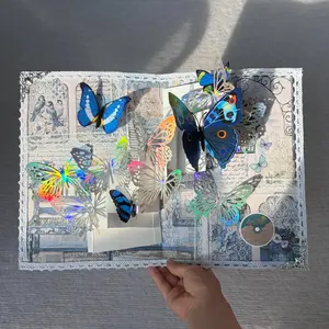 Colorful Shining Butterfly Pop-up Book Handmade Finished Full Set of DIY Material Kit with NFC Recording Function, Gift for Best Friends, Family, Children, Girlfriend, Mother, Pop-up Butterfly Greeting Card Gift women