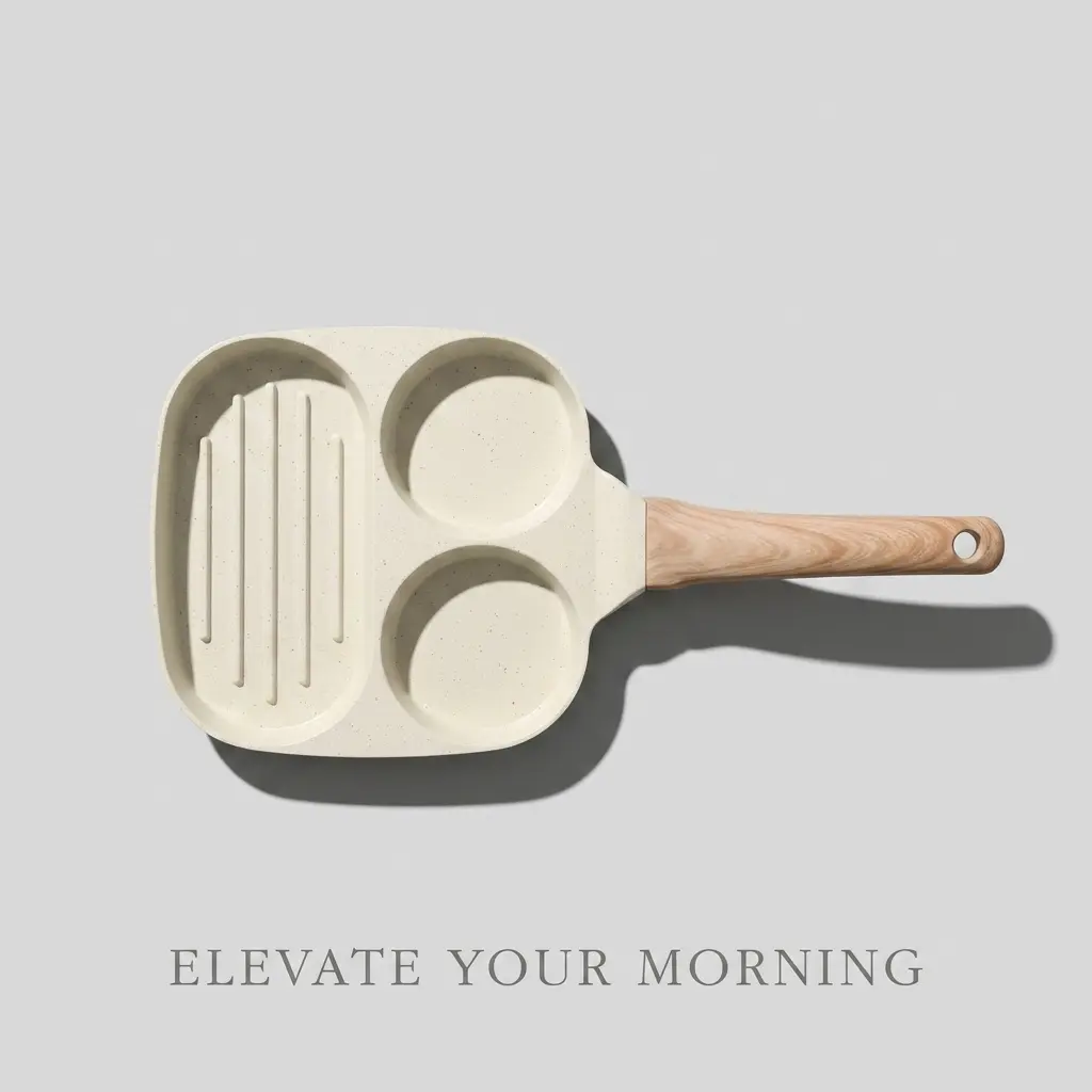 3-in-1/4-in-1 nonstick breakfast pan with egg ring, multi-section frying pan with wooden handle, stone-coating frying pan—ideal for eggs, sausage, and bacon; quick and healthy cooking; suitable as a Mother’s Day gift summer vibes
