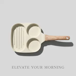 3-in-1/4-in-1 nonstick breakfast pan with egg ring, multi-section frying pan with wooden handle, stone-coating frying pan—ideal for eggs, sausage, and bacon; quick and healthy cooking; suitable as a Mother’s Day gift summer vibes