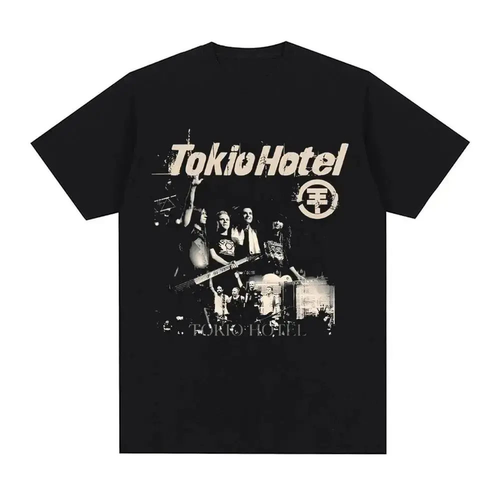 Women's Tokio Hotel Kaulitz Rock Band Cotton T-Shirt - Casual Short Sleeve, Crew Neck, Hip Hop Streetwear, Band Graphic Print, Fashion Tops