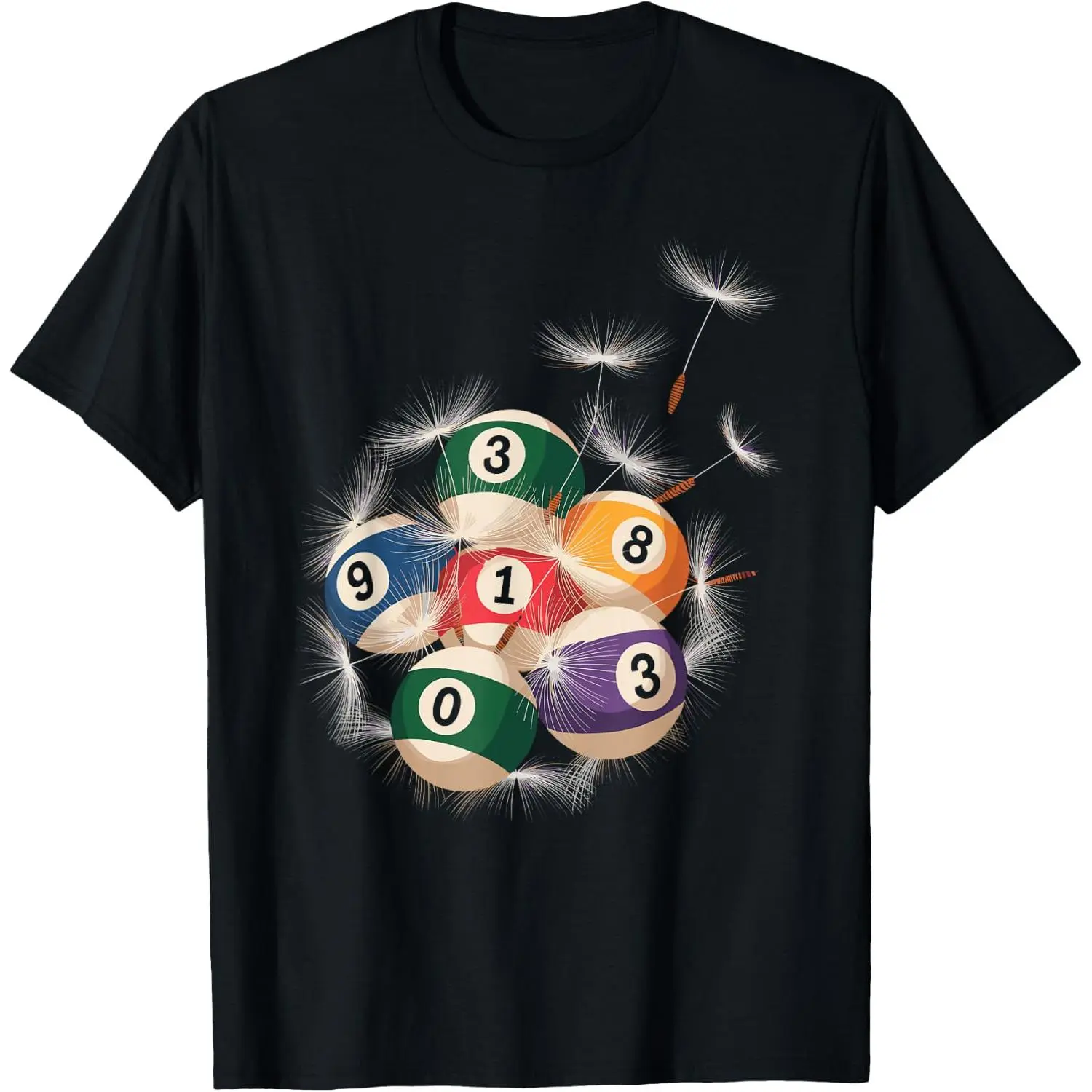 Billiards Dandelion Funny Pool Art Design T-Shirt