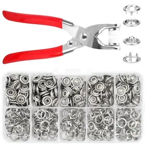 Heavy-Duty Metal Snap Fastener Kit, 100pcs with Hand Press Pliers, All-In-One Sewing Tools for Faux Leather, Clothing, Belts, Bags, Durable Projects