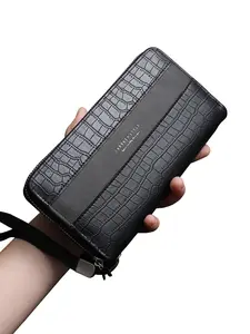 Men's Business Stone Texture Zipper Clutch Bag, Fashion Color Block Design, Multi-Functional Large Capacity Wallet, Gift for Boyfriend Father Son, Men Gifts, Durable Pouch