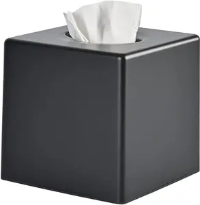 Black Square Facial Tissue Holder Storage for Bathroom Vanity, Countertops, Dressers, Night Stand, Parlors & Offices Box Boxes Cover Organiser Plastic Toilet Bottle Metal