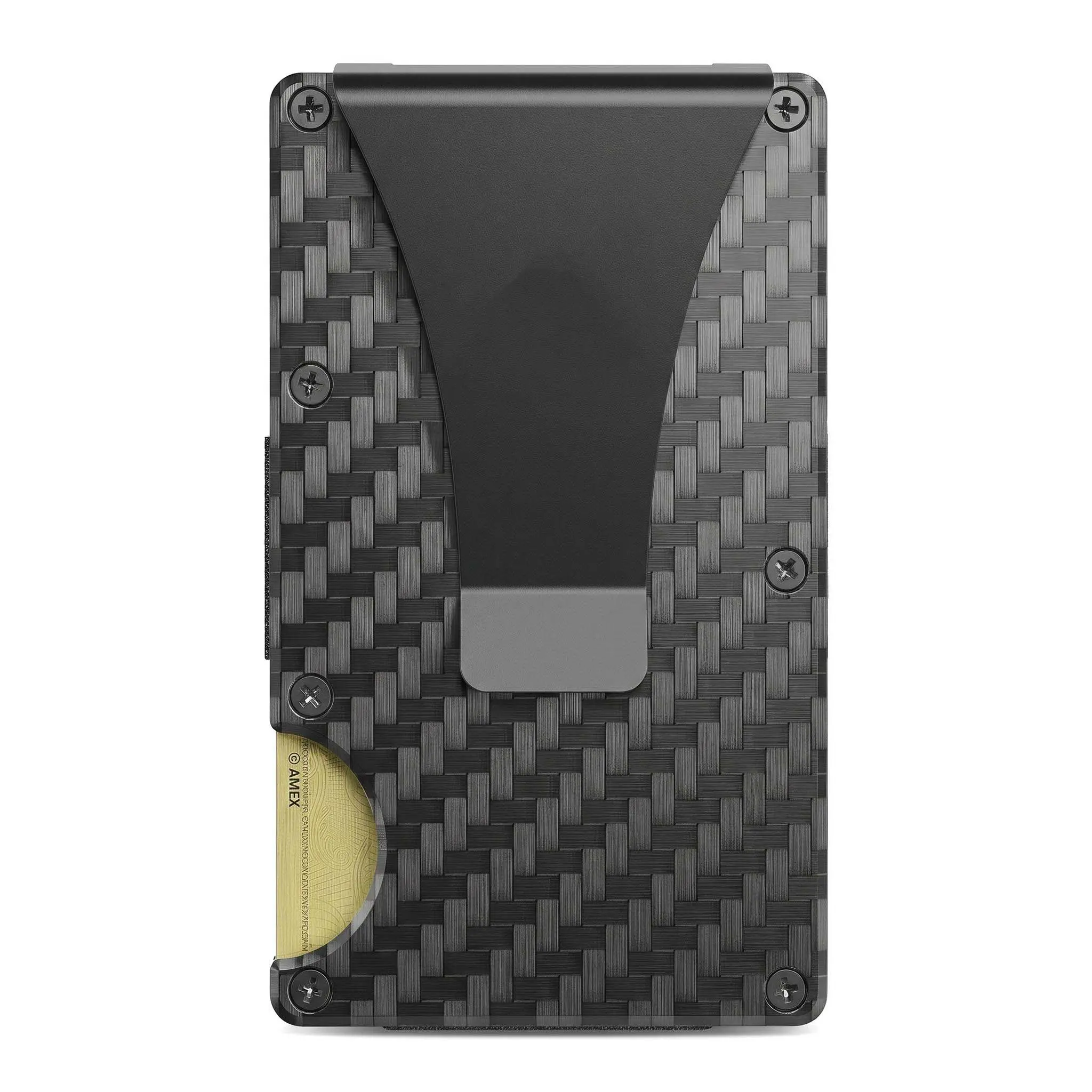 Men's ultra-thin carbon fiber card clip RFID interception wallet retro European wear-resistant anti-skim metal lining portable daily essential multi-slot credit card box,back to school,back to school haul