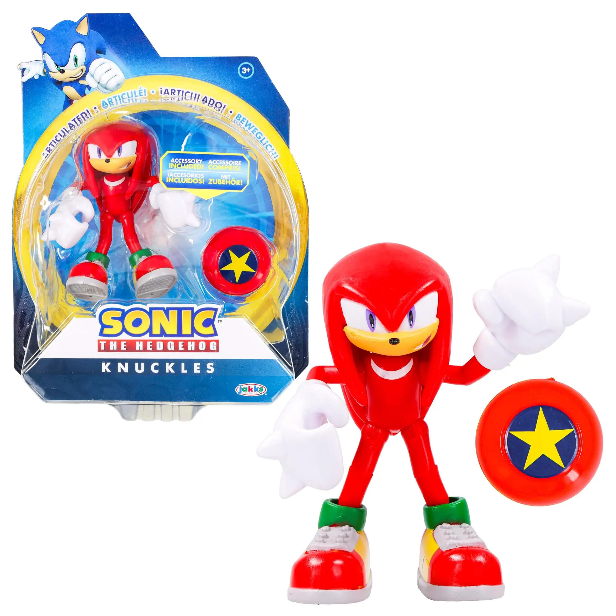 Sonic The Hedgehog 4-Inch Action Figure | Modern Knuckes With Star Spring