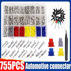755PCS boxed automotive connector pin accessories male and female plug crimping terminal/1-3.5mm widely used in various 12V connectors, motorcycles, trucks, cars, etc