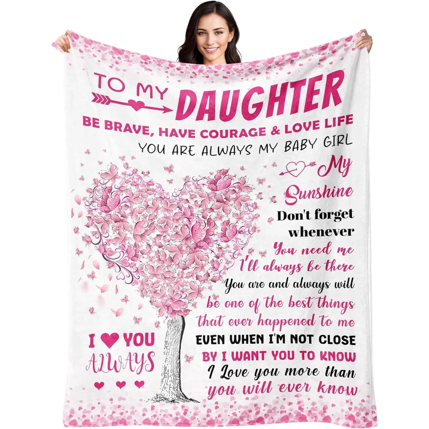 Soft Warm Fleece Throw Blanket (50x60 in) - Mom Dad Gift for Daughter, Teen Girls - Bedroom Blankets, Valentines Day/Birthday Present for All Ages Daughters, Throw Blankets, Blankets For Bedroom