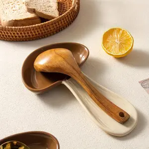 1pc Ceramic Mushroom Spoon Rest - Cute Mushroom Shaped Red Polka Dot Spoon Holder, Farmhouse Kitchen Utensil Holder for Soup & Coffee Spoons, Durable Stove Top & Countertop Accessory, Spoon Organizer | Whimsical Kitchenware | Glossy Finish