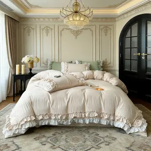 Double Layer Ruffle Bedspread Set, Boho Bed Set, 2/3 Piece, Smooth Zipper, Breathable Comfort, Bohemian Style, Vintage Aesthetic, All-Season Gift