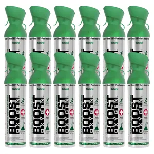 Boost Oxygen 10 Liter Canned Oxygen Bottle with Mouthpiece, Natural (12 Pack)
