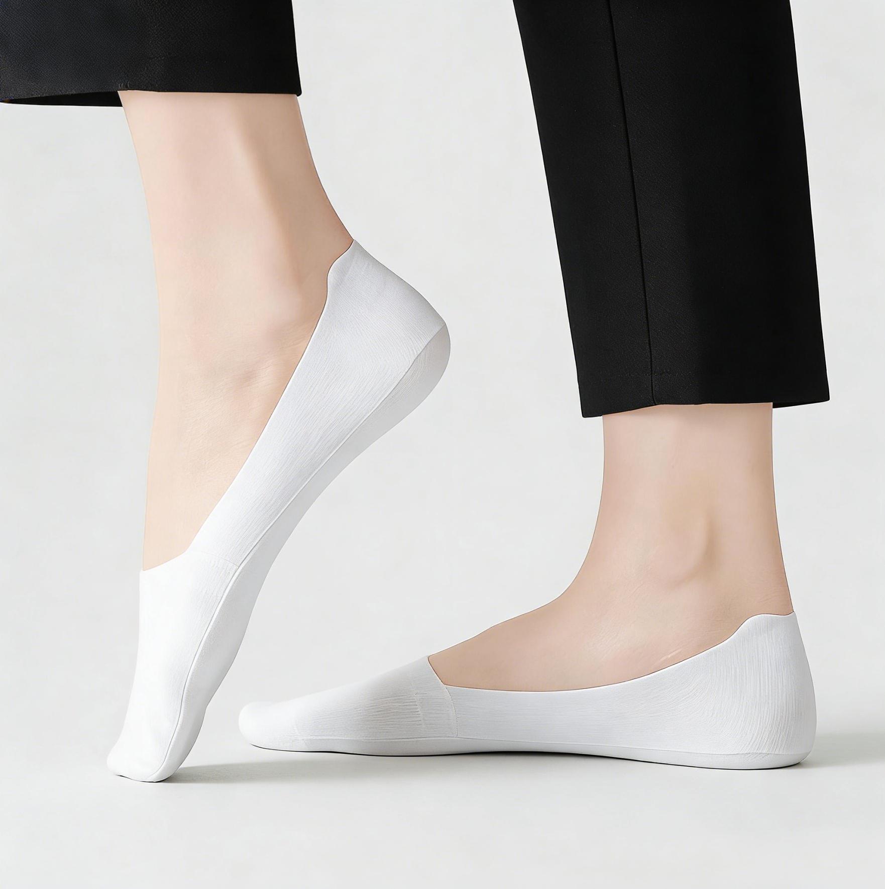 10 Pairs Women's Invisible Socks - Comfortable Breathable Polyester No-Show Socks with Cushioned Sole, Anti-Slip Design, Soft Knit Fabric, Ideal for Daily Casual Wear