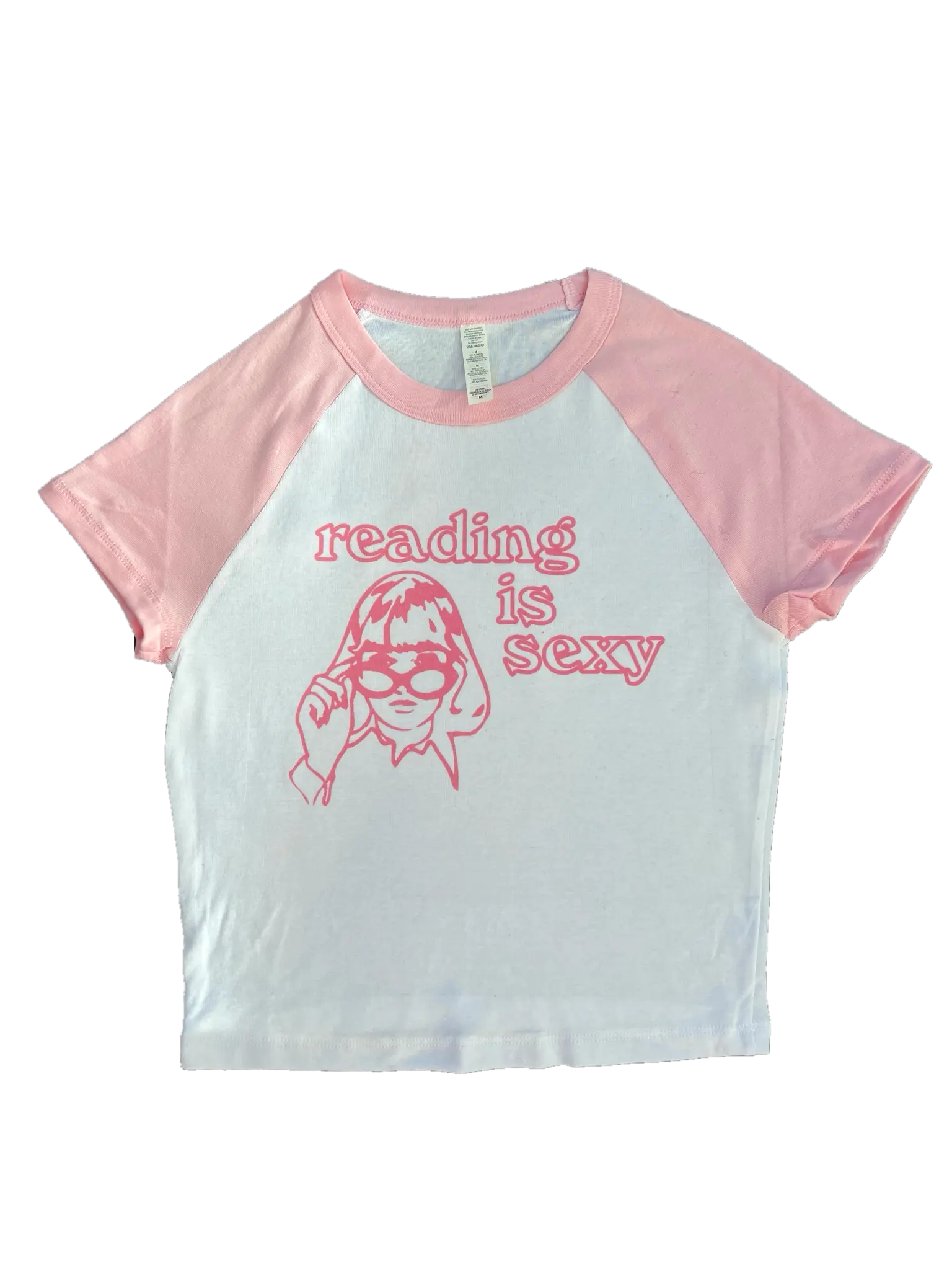 Pink Reading Is Cool Raglan Crop Top