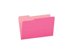 Tops 153 1/3 PIN Pendaflex Two-Tone Color File Folders, Legal Size, Pink, 1/3 Cut, 100/BX