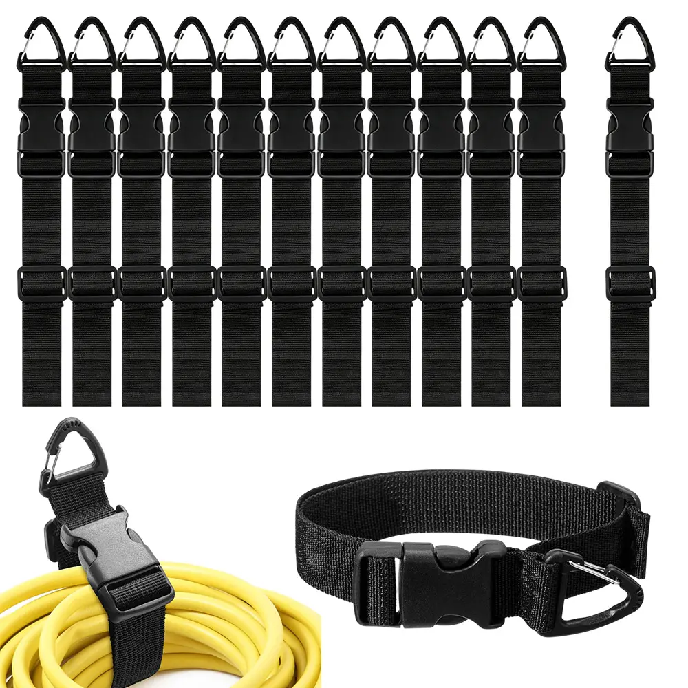 12PCS Adjustable Extension Cord Holder Straps, 17 Inch Extension Cord Organizer for Garage Organization, Heavy Duty Triangle Clips, Storage Hanger for Men Workshop Management