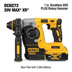 Professional DEWALT 20V Brushless 1-Inch SDS Plus Rotary Hammer DCH273 for MEP and Electrical Layout Features 3-Mode Operation with 4600 BPM and 28cm Compact Body Includes 20V MAX 5.0Ah XR Battery and Charger Set friction ring heavy-duty task tool power