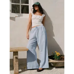 Holiday Tie Front Pant Blue/ White Stripe