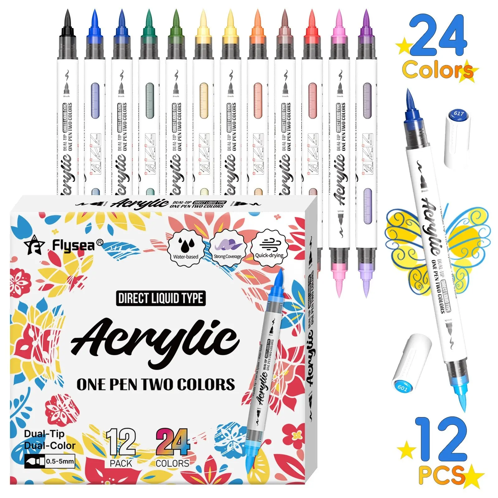 168/120/96/72/48/24 Colors Acrylic Markers, Double Headed, Quick Drying, Fade Resistant, Perfect for Painting, Illustrations, DIY Projects