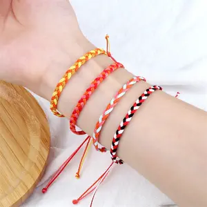 Jewelry Braided Wax Thread Hand Rope Wenwan Color Intersecting Three-strand Braided Bracelet Adjustable Couple Set