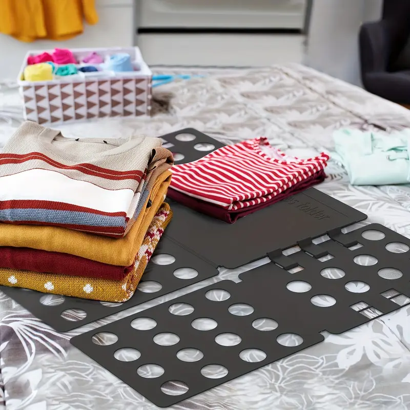 Space-Saving Black Plastic Folding Clothes Board - Easy Access Design, Ideal for Small Spaces, Laundry Room Organizer | Modern Look | Durable Material, Home Storage Solutio, Under-Bed Storage, Home Goods