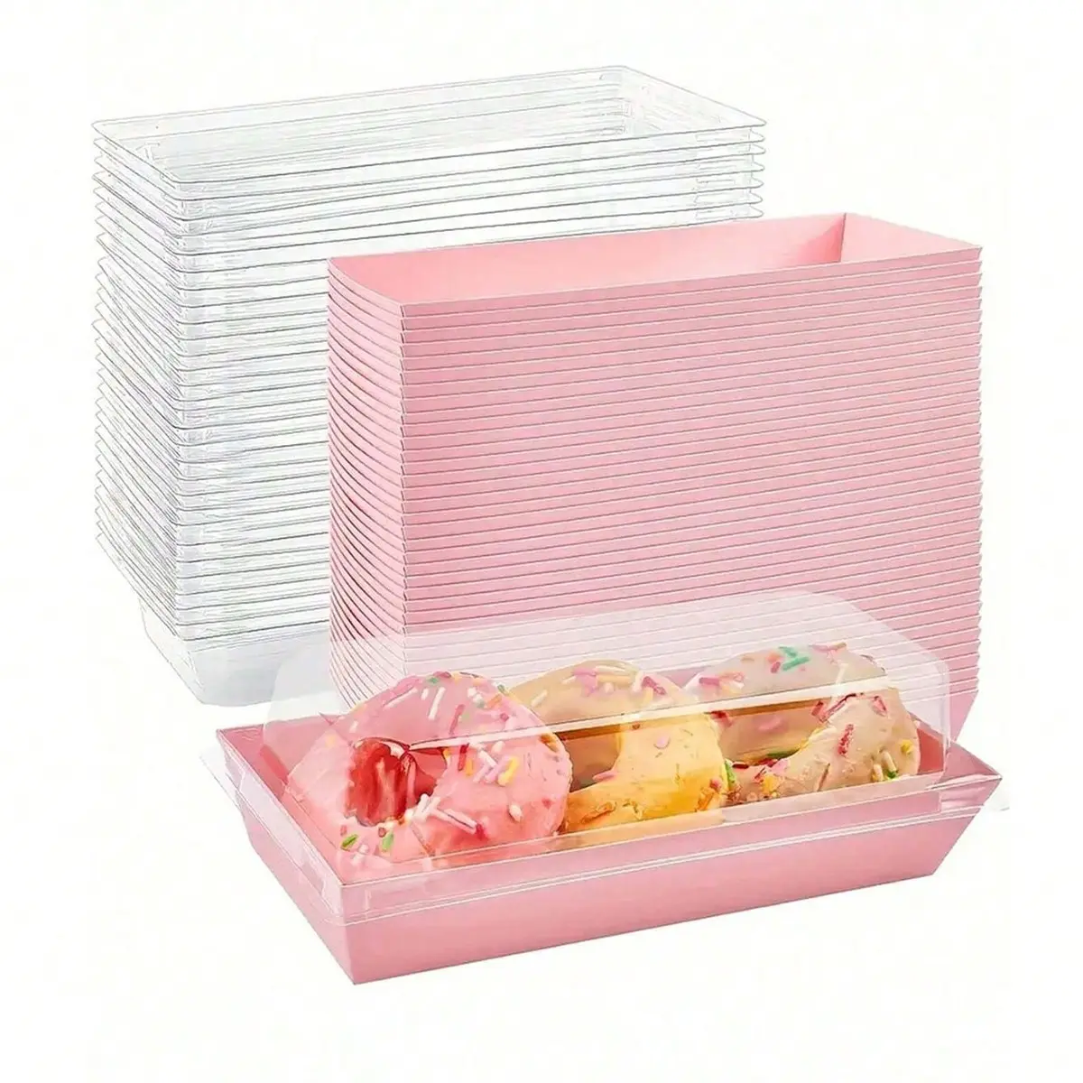 5-30pcs Dessert Boxes with Transparent Lids, Oilproof Kraft Paper, / Bakeware Baking Food Containers Baking Supplies for Cookies, Macarons, Cakes, Sandwiches