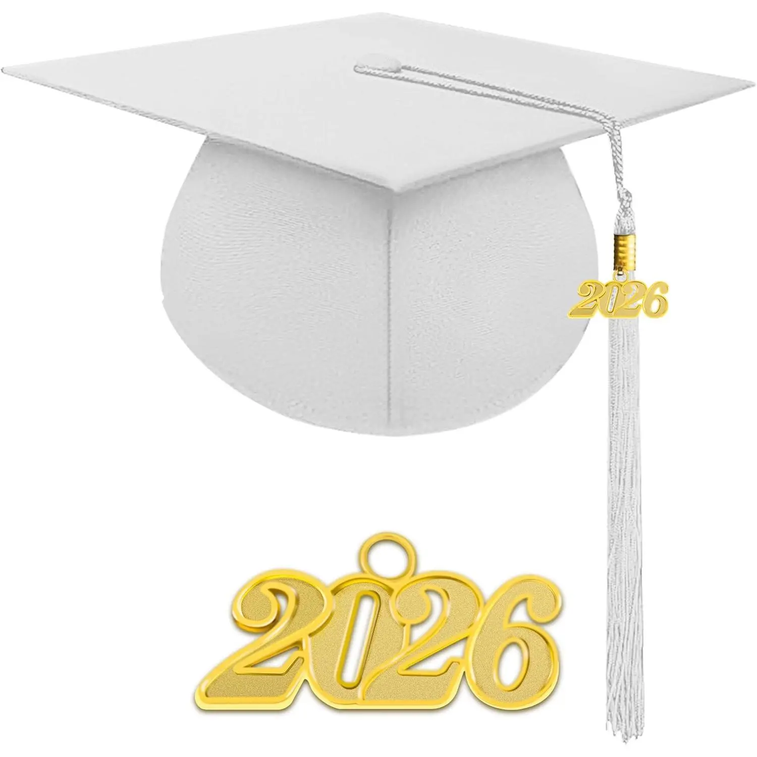 Matte Adult Graduation Cap with 2026 Tassel Unisex Adjustable Graduation Cap