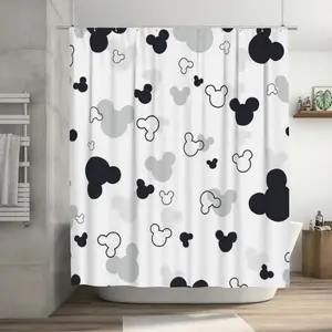 DISNEY CLASSIC Mickey Mouse Shower Curtain, Polyester Bathroom Decor with Fun Cartoon Design, Machine Washable, Easy Installation, Bathroom Decor and Accessories, waterproof