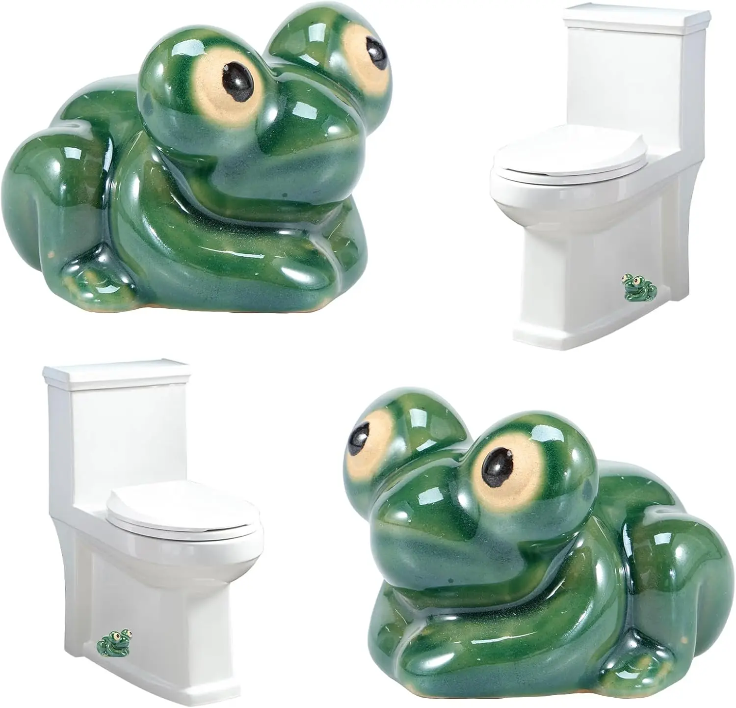 2Pcs Ceramic Frog Toilet Bolt Covers, Fun & Decorative, Easy to Install, Dust-proof