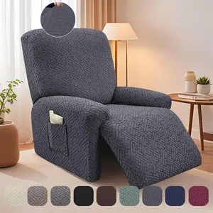 1/2/3 Seater Waterproof Elastic Recliner Sofa Cover Stretch Non-Slip Armchair Covers Couch Slipcover With Side Pocket For Living Room, Office, And Home Decor