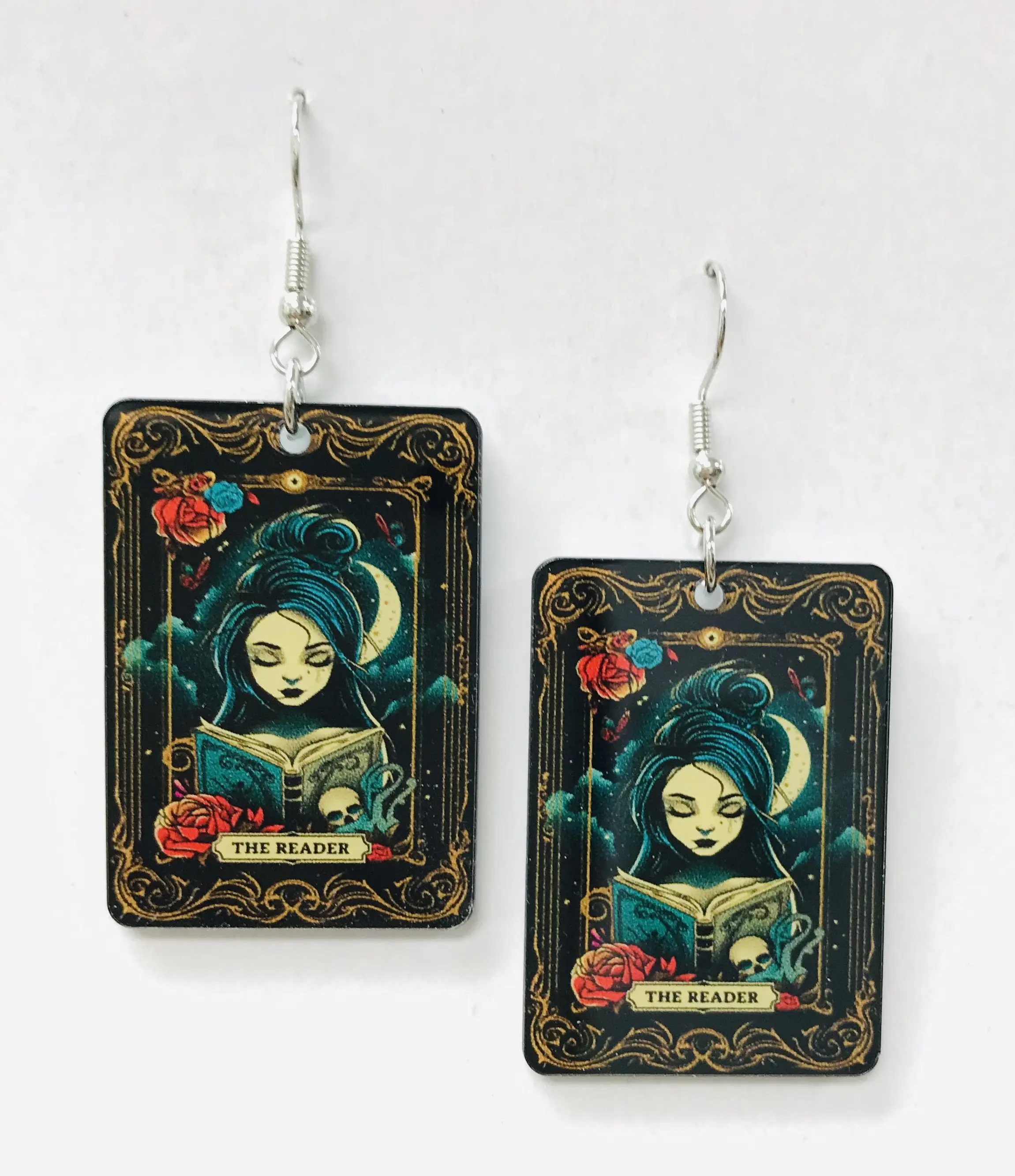Spooky Book Reader Earrings, Cute and Goth