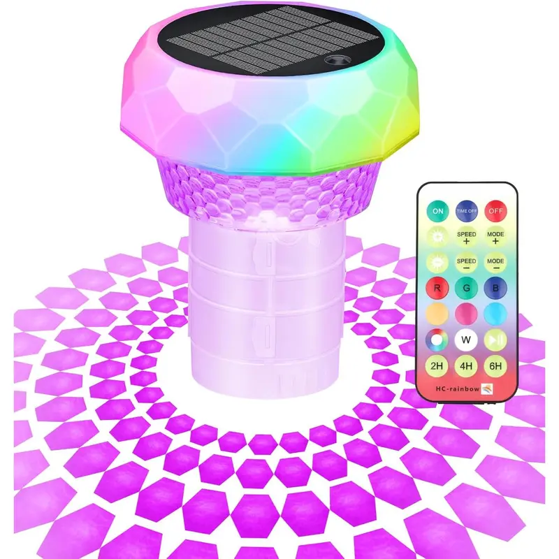 Pool Chlorine Floater with Solar Light, Chlorine Tablet Floater for Pool Fit 1" and 3" Tablets, Floating Chlorine Dispenser with Remote and Adjustable for Pool  Hot Tub