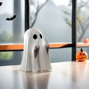 Cute Halloween Ghost Statue, Halloween Home Desk Decoration, Cute Finger Ghost Sculpture Desk Decor, Gift, Western Figurine, Home Decor Sculptures