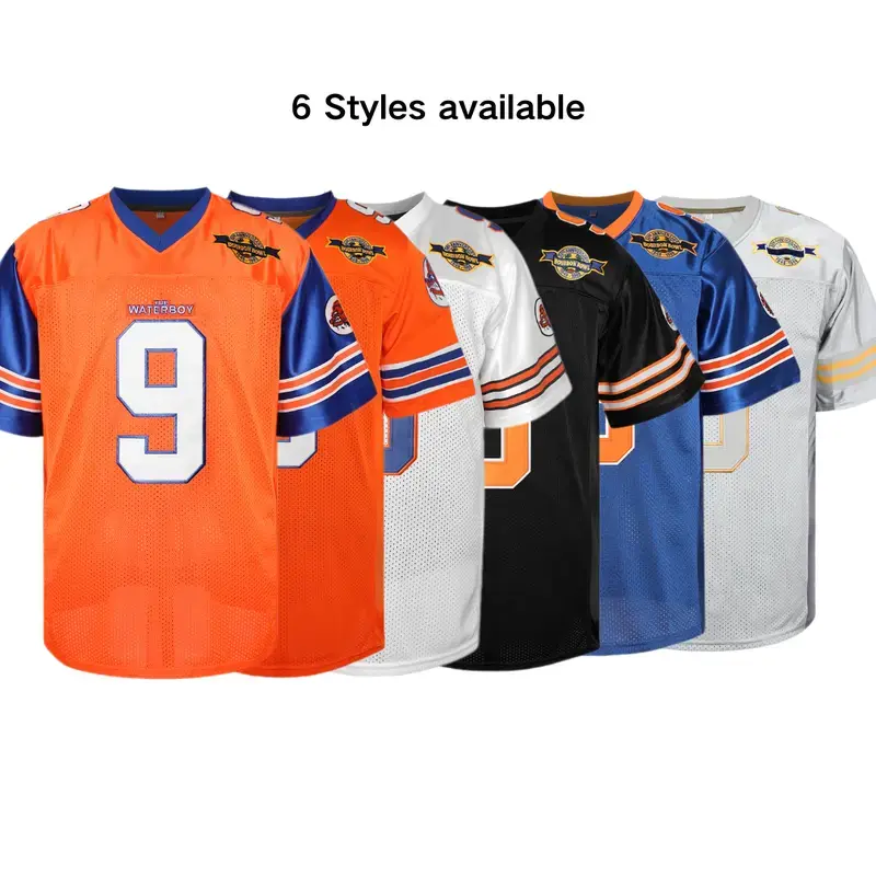 Bobby Boucher #9 The Waterboy Adam Sandler 50th Anniversary Movie Football Jersey, Mud Dogs Bourbon Bowl Jersey, 90s Sport Shirts for Party, summervibes, Apparel Jersey, Sports Clothing