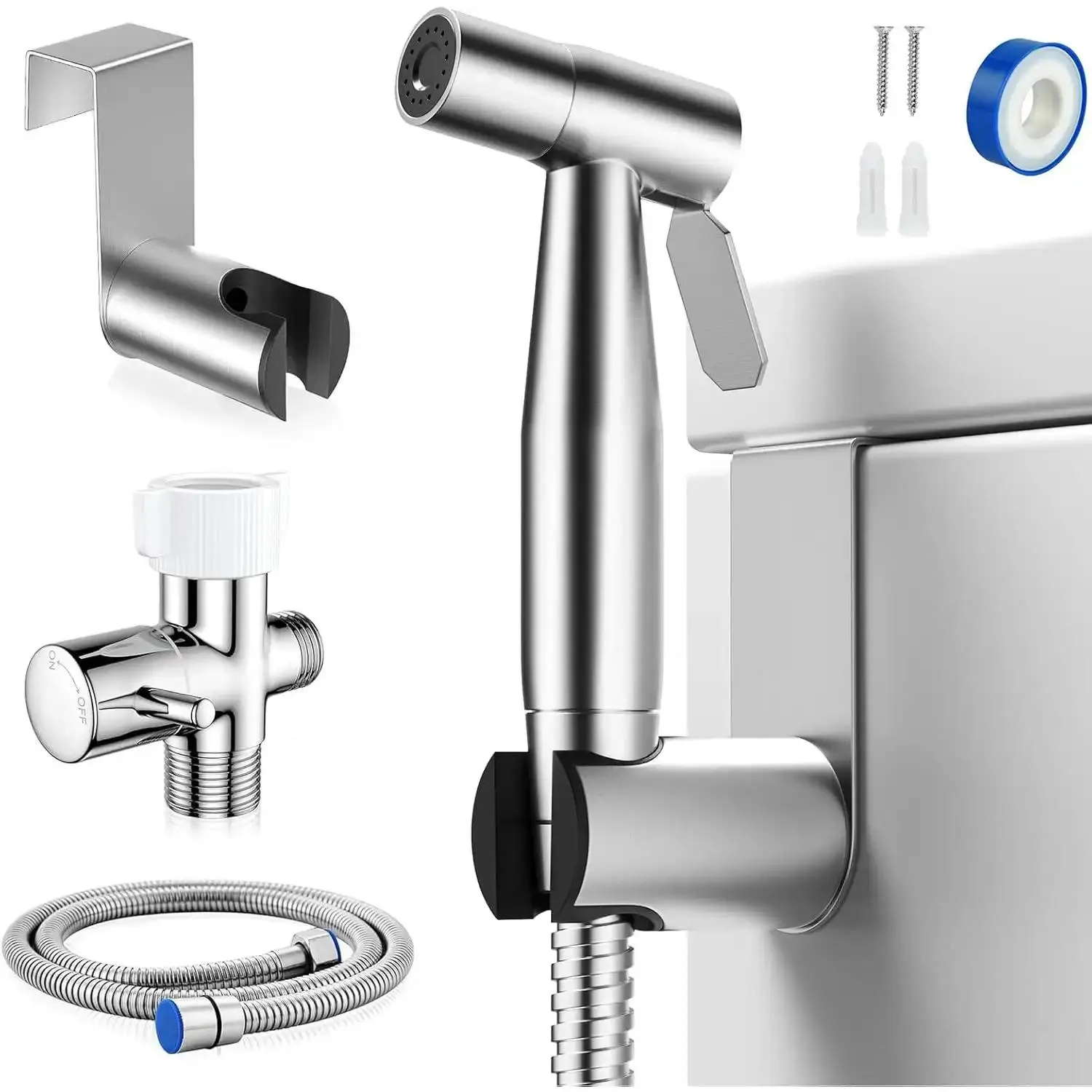 Bidet Sprayer for Toilet,Handheld Bidet Spraye,Cloth Diaper Sprayer Water Kit,Bathroom Hand Held Bidet Shower for Self Cleaning,Stainless Steel and Easy to Install Adjustable Flow Control summerwins