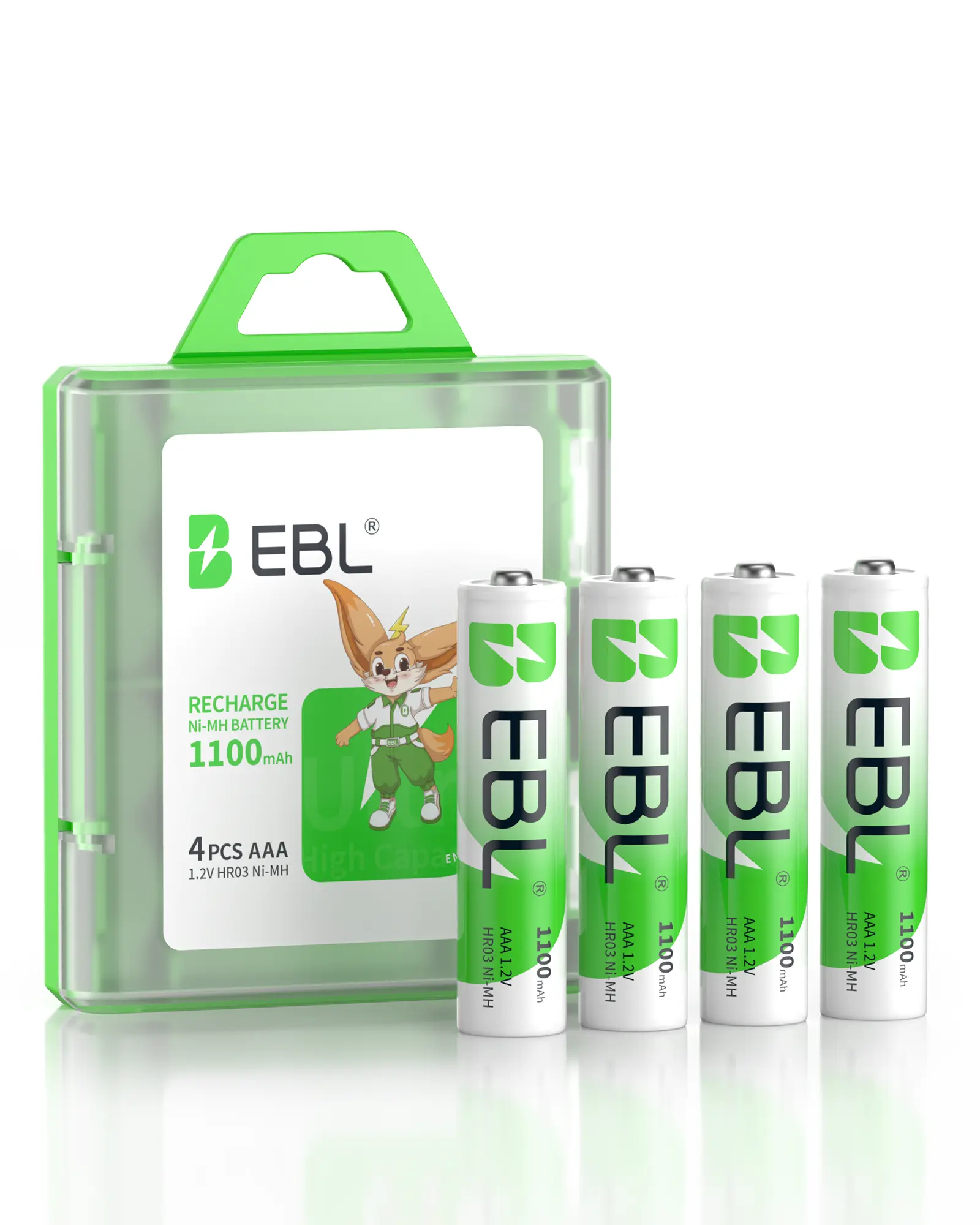 EBL AAA Ni-MH Rechargeable Batteries, 1100mAh Rechargeable Replacement Battery for Digital Cameras, Cameras/Toys, 500+ Cycles, 15-20% Solar-Charged Power