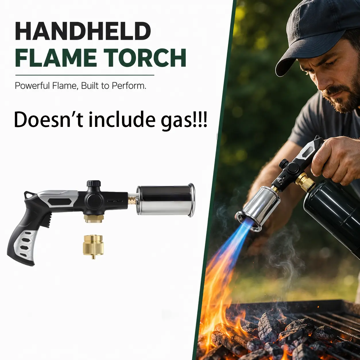 Upgrade Mini Handheld Butane Blow Torch | High Temp Adjustable Windproof Flame Torch Lighter | Multipurpose Portable Torch for BBQ Camping Charcoal Starter Soldering DIY Crafts Pipe Lighting （Doesn't include gas）