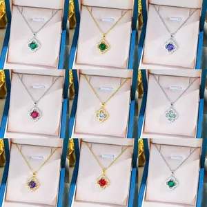 Dainty Gold Four Leaf Clover Necklace for Women 18K Gold Plated Clover Charm Necklace Emerald Clover /Cubic Zirconia /Amethyst Pendent Clover Simple Minimalist Delicate Handmade Jewelry Gift For Her