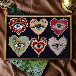 Psychedelic Heart Eye Poster, Gothic Jewel Tone Wall Art, Surreal Mystic Eye Print, Dark Aesthetic Statement Decor. No Framed (No Frame)