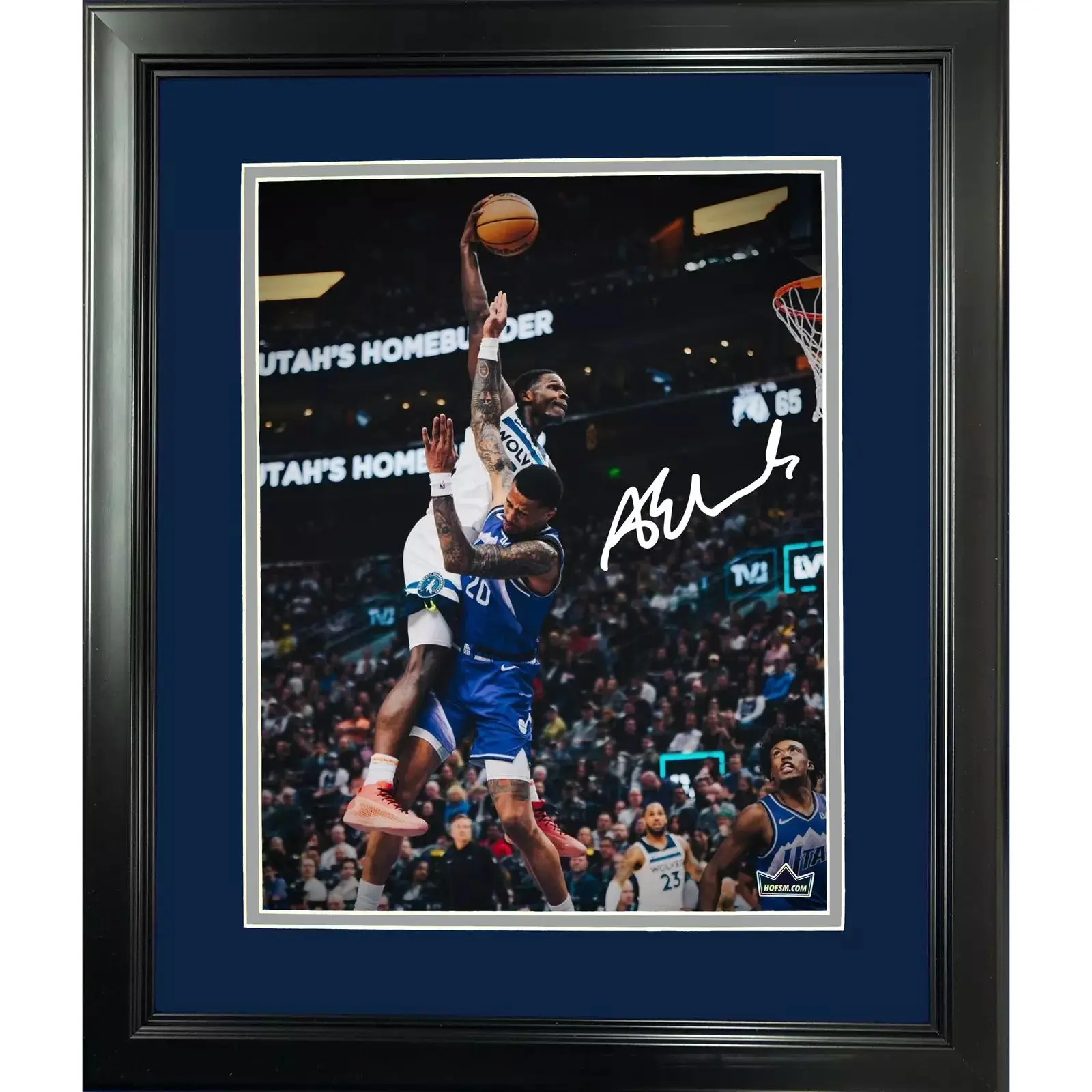 Unframe Poster Print Anthony Edwards Dunk on John Collins Facsimile Auto