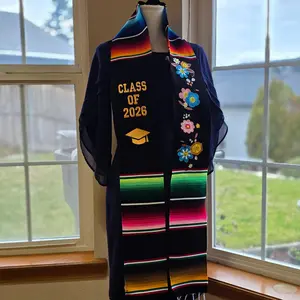 class of 2026 stole, graduation stole, embroidered floral stole