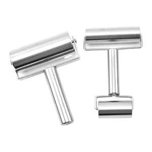 Kitchen Stainless Steel Baking Rolling Pin, Non-Slip Pizza Pastry Cookie Roller, Flour Stick, Dough Roller, Hotel Kitchen Use, Baking Utensils, Bakeware