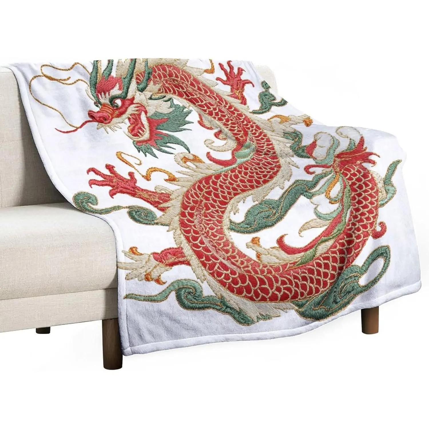 Blanket Traditional Chinese Dragon Bed Throw Blanket Asian Chinoiserie Style Soft Fuzzy Plush Blanket Bedding Cozy Lightweight for Couch Sofa Bed Office for Couch Bed Sofa 50"x60"