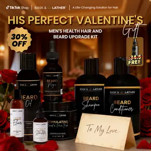 Men’s Healthy Hair and Beard Starter Kit Nourishing Shampoo, Conditioner, and Gentle Shea Butter Blend Balm Hydrating Set. Valentine's Day | Gift | Men's self-care