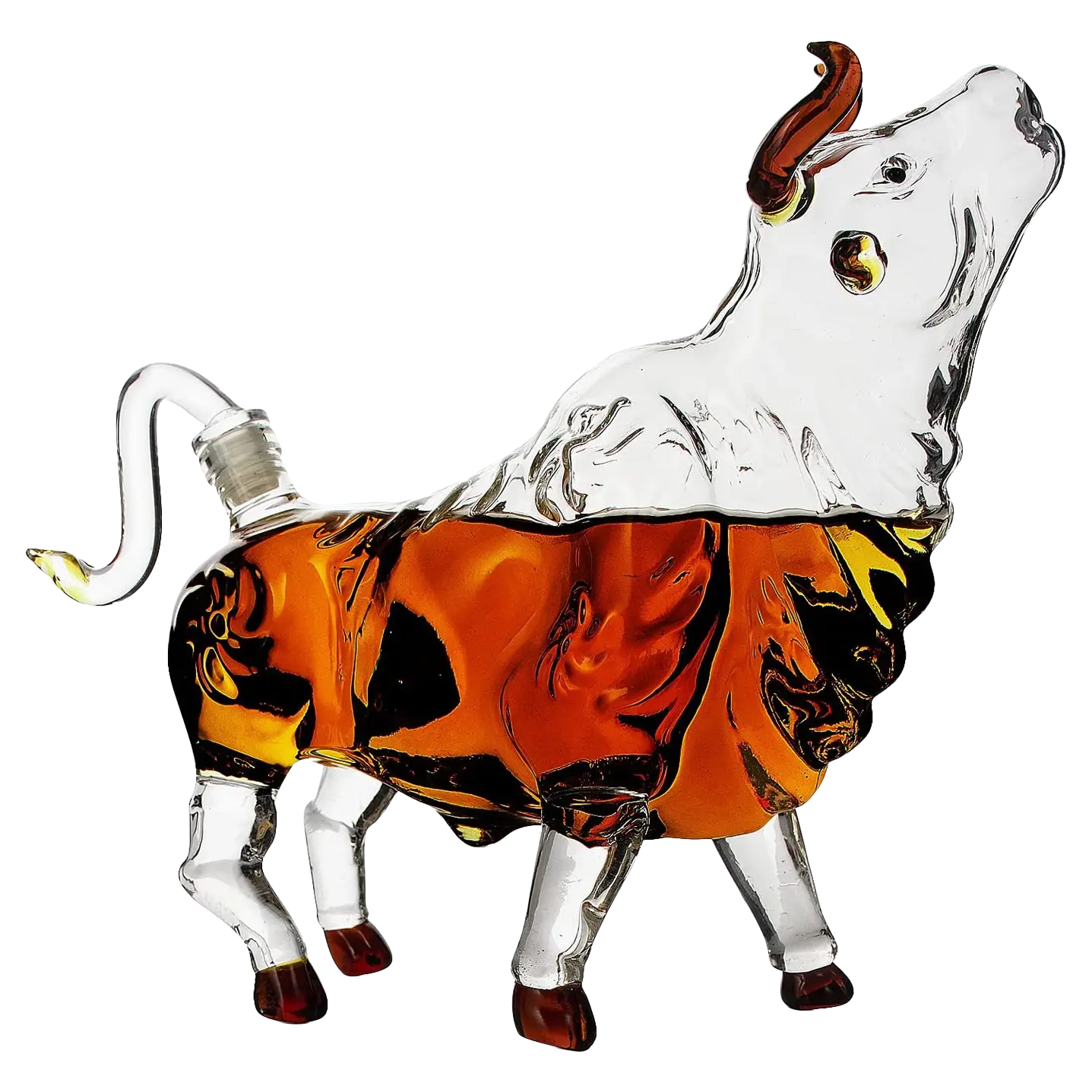 The Wine Savant Charging Bull Heads Up Animal Liquor Decanter Made For Bourbon, Whiskey, Scotch, Rum, or Tequila, Zodiac Shape