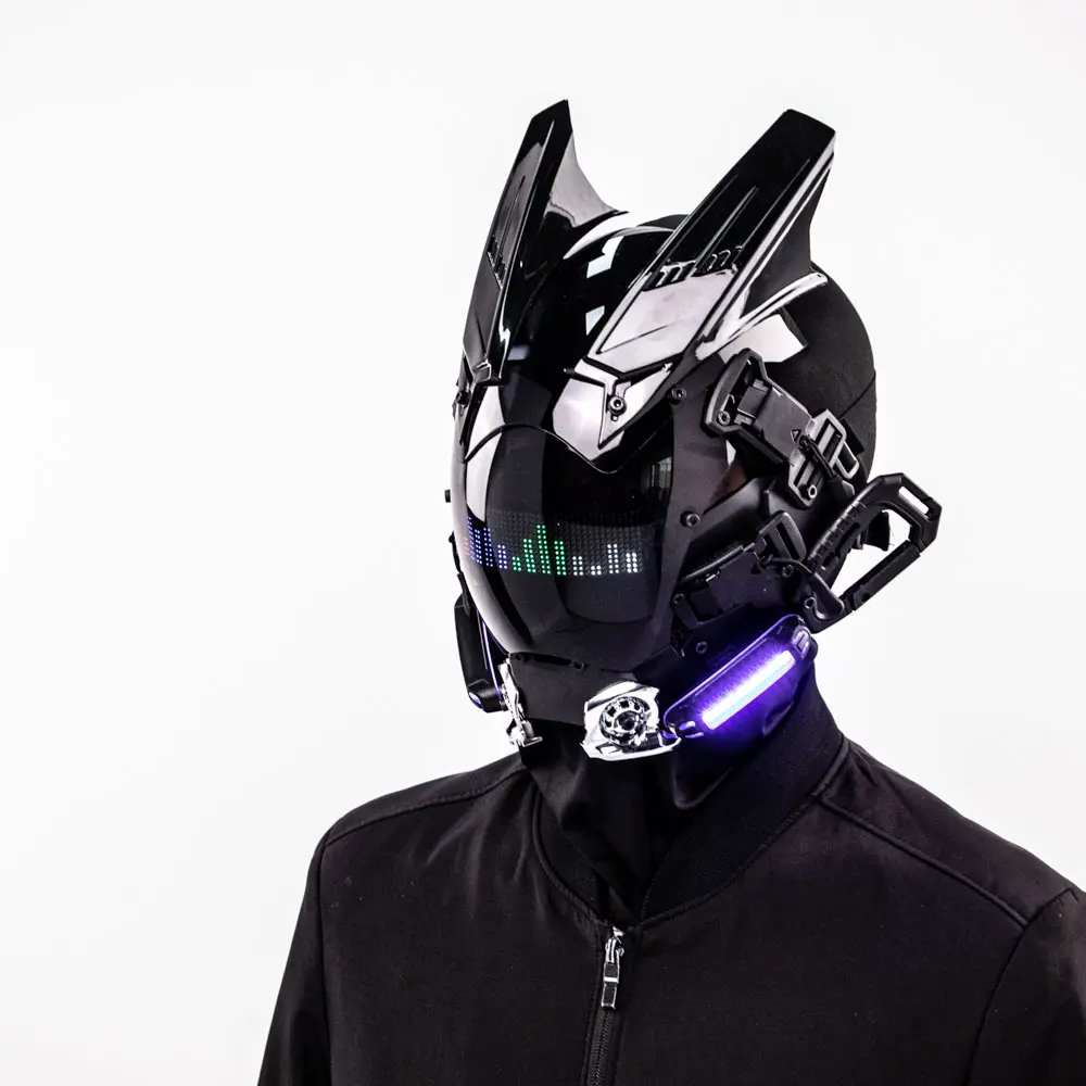 COSTRIBE Rechargeable LED Cyberpunk Mask - TPU Breathable Futuristic Stylish Fashion Face Covering Accessory for Halloween COSPLAY, Rave Outdoor Activities