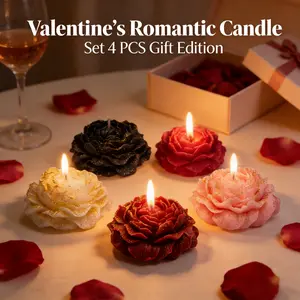 4 pcs 107.6°FBody-Safe Romantic Rose Wax Candles -Skin-Friendly Low Heat Soy Wax with Sage Sea Salt Scent Rose Fragrance forCouples Date Nights & Wedding Anniversary Gifts (75g LongBurn) Valentine's Day gifts