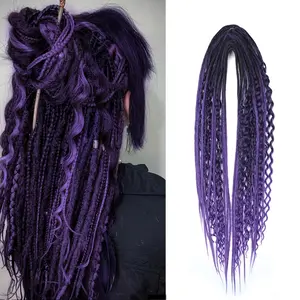 2025 Arrivals Wholesale 15pcs Mixed Double Ended Dreadlock Extensions 24 inch Dreads Extensions Set Straight&Curly&Boho Handmade Dreads Hippie Style Dreadlocks for Woman