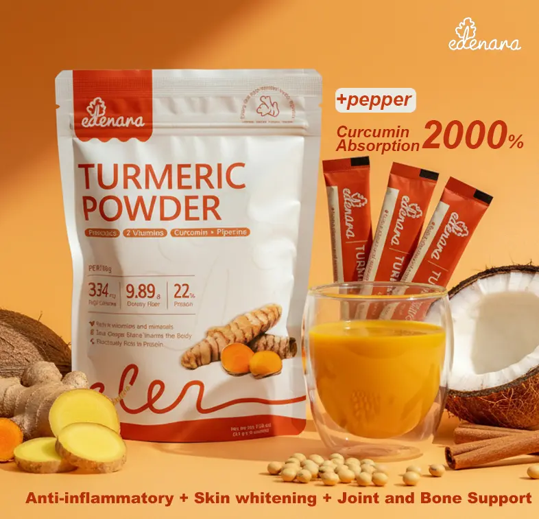 Edenara Turmeric & Cinnamon Drink With Black Pepper Increases Curcumin Absorption Rate By 2000%,Providing Powerful Anti-Inflammatory Benefits, Supporting Bone Health, Brightening & Illuminating Skin.