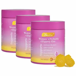 3 Piece LEEFAR Her Probiotics Gummies AD-All in One Solutionwith Slippery Elm and Prebiotics&Lactobacillus Probiotic Blendfor Women's pH Balance and Dryness -Hawaiian Pineapple Gummies