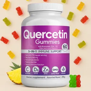 Bio Vitalica Quercetin Gummies for Immune System Support - Organic Zinc & Elderflower Extract - Vegan, Natural, Raw, Gluten-Free Supplement Healthcare Dietary